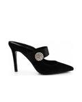 STELLA Black Velvet mule side profile