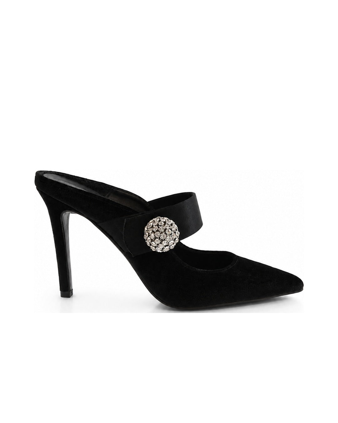 STELLA Black Velvet mule side profile