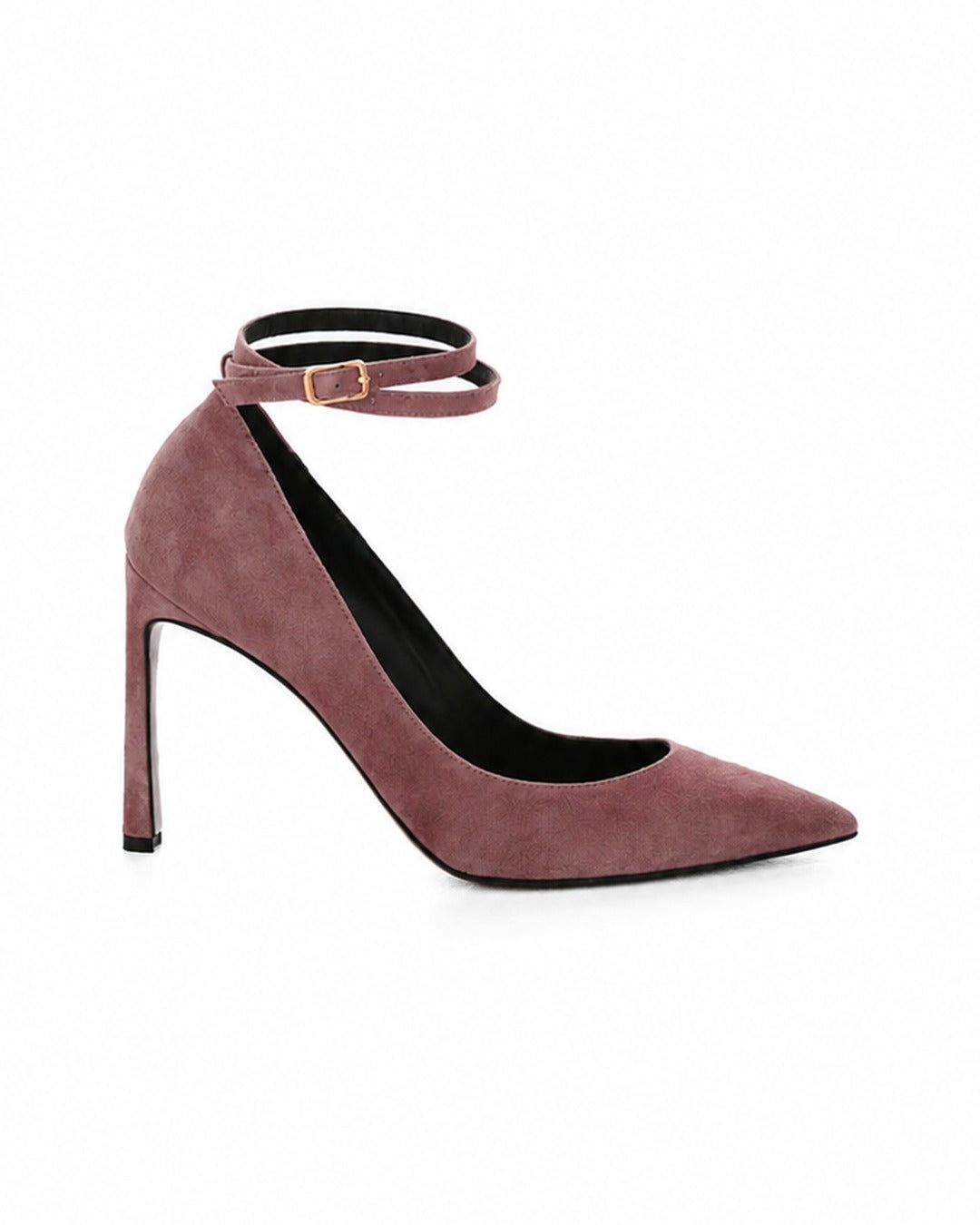 VALENTINA Mauve suede pointed pump, side profile, DAVESINO, Made in Italy