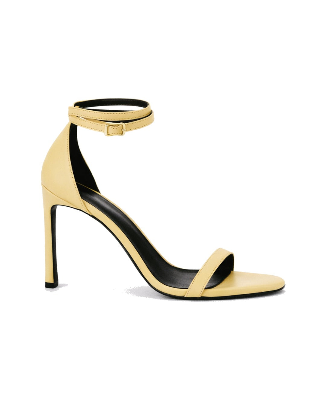 LUNA Light Yellow stiletto sandal, side profile, DAVESINO, Made in Italy